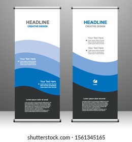 Roll up banner vertical template design, for brochure, business, flyer, infographics. modern x-banner and flag-banner advertising. vector illustration