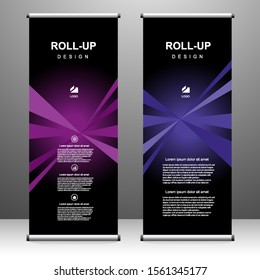 Roll up banner vertical template design, for brochure, business, flyer, infographics. modern x-banner and flag-banner advertising. vector illustration