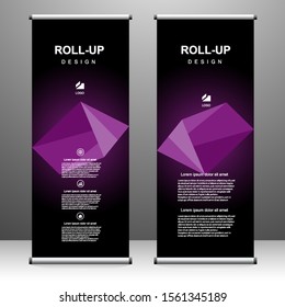 Roll up banner vertical template design, for brochure, business, flyer, infographics. modern x-banner and flag-banner advertising. vector illustration