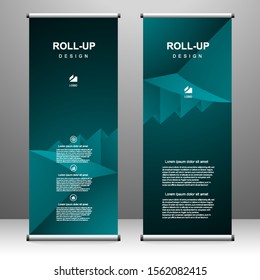 Roll up banner vertical template design, for brochure, business, flyer, infographics. modern x-banner and flag-banner advertising. vector illustration