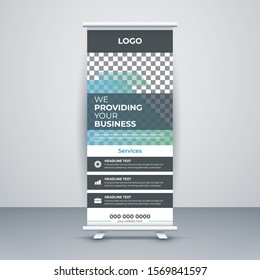 Roll up banner vertical template design, for brochure, business, flyer, infographics. modern x-banner and flag-banner advertising. creative vector illustration