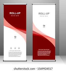 Roll up banner vertical template design, for brochure, business, flyer, infographics. modern x-banner and flag-banner advertising. vector illustration