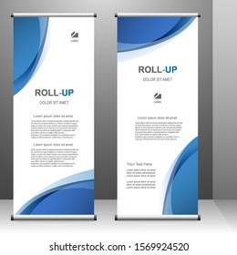 Roll up banner vertical template design, for brochure, business, flyer, infographics. modern x-banner and flag-banner advertising. vector illustration