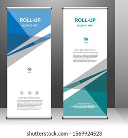 Roll up banner vertical template design, for brochure, business, flyer, infographics. modern x-banner and flag-banner advertising. vector illustration