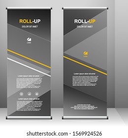 Roll up banner vertical template design, for brochure, business, flyer, infographics. modern x-banner and flag-banner advertising. vector illustration