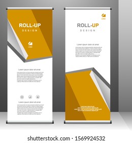 Roll up banner vertical template design, for brochure, business, flyer, infographics. modern x-banner and flag-banner advertising. vector illustration