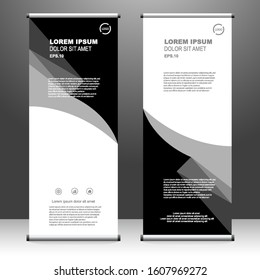 Roll up banner vertical template design, for brochure, business, flyer, infographics. modern x-banner and flag-banner advertising. vector illustration