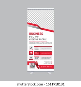 Roll up banner vertical template design, for brochure, business, flyer, infographics. modern x-banner and flag-banner advertising. vector illustration