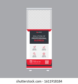 Roll up banner vertical template design, for brochure, business, flyer, infographics. modern x-banner and flag-banner advertising. vector illustration