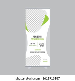 Roll up banner vertical template design, for brochure, business, flyer, infographics. modern x-banner and flag-banner advertising. vector illustration