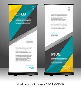 Roll up banner vertical template design, for brochure, business, flyer, infographics. modern x-banner and flag-banner advertising. vector illustration