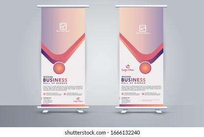 Roll up banner vertical template design, for industrial business, modern x-banner and flag-banner advertising vector .