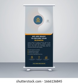 Roll up banner vertical template design, for industrial product business, modern x-banner and flag-banner advertising vector .