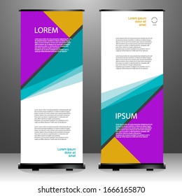 Roll up banner vertical template design, for brochure, business, flyer, infographics. modern x-banner and flag-banner advertising. vector illustration