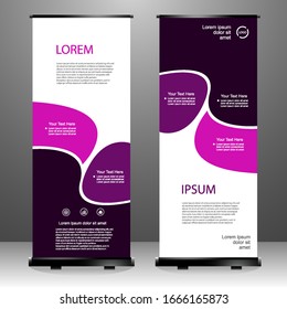 Roll up banner vertical template design, for brochure, business, flyer, infographics. modern x-banner and flag-banner advertising. vector illustration