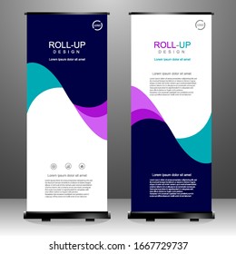 Roll up banner vertical template design, for brochure, business, flyer, infographics. modern x-banner and flag-banner advertising. vector illustration