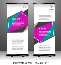 Roll up banner vertical template design, for brochure, business, flyer, infographics. modern x-banner and flag-banner advertising. vector illustration