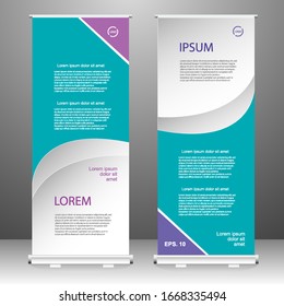 Roll up banner vertical template design, for brochure, business, flyer, infographics. modern x-banner and flag-banner advertising. vector illustration