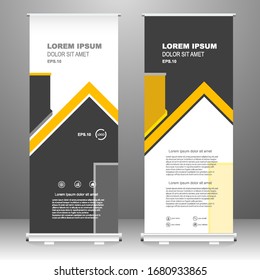 Roll up banner vertical template design, for brochure, business, flyer, infographics. modern x-banner and flag-banner advertising. vector illustration