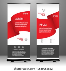 Roll up banner vertical template design, for brochure, business, flyer, infographics. modern x-banner and flag-banner advertising. vector illustration