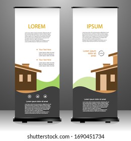 Roll up banner vertical template design, for brochure, business, flyer, infographics. modern x-banner and flag-banner advertising. vector illustration