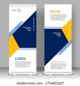 Roll up banner en diseño vertical de plantillas, para folletos, negocios, volante, infografías. moderna publicidad de x-banner y banner. ilustración vectorial
