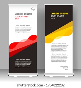 Roll up banner vertical template design, for brochure, business, flyer, infographics. modern x-banner and flag-banner advertising. vector illustration