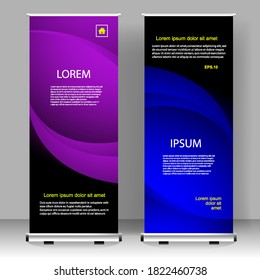 Roll up banner vertical template design, for brochure, business, flyer, infographics. modern x-banner and flag-banner advertising. vector illustration