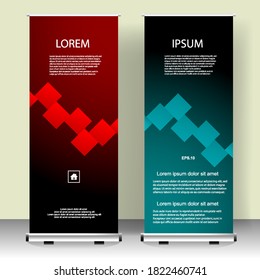 Roll up banner vertical template design, for brochure, business, flyer, infographics. modern x-banner and flag-banner advertising. vector illustration