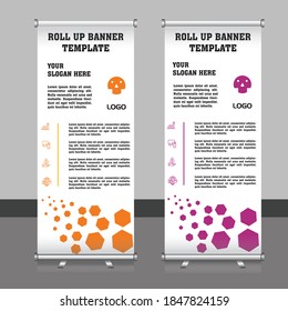 Roll up banner vertical de diseño de plantillas abstract, vector, folleto, negocios, volante, infografías. Banner x moderno, rectángulo de tamaño.