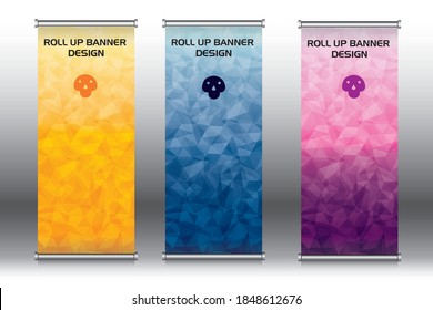 Roll up banner vertical template design abstract, vector, brochure, business, flyer, infographics. Modern x-banner, rectangle size.