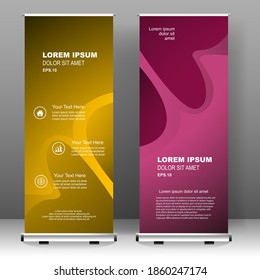 Roll up banner vertical template design, for brochure, business, flyer, infographics. modern x-banner and flag-banner advertising. vector illustration