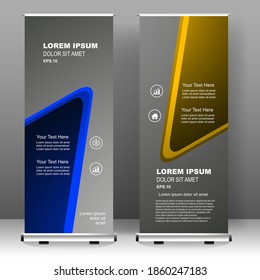 Roll up banner vertical template design, for brochure, business, flyer, infographics. modern x-banner and flag-banner advertising. vector illustration