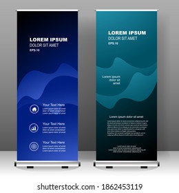 Roll up banner vertical template design, for brochure, business, flyer, infographics. modern x-banner and flag-banner advertising. vector illustration