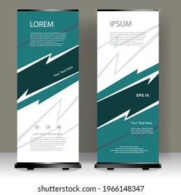 Roll up banner en diseño vertical de plantillas, para folletos, negocios, volante, infografías. publicidad moderna de x-banner y banner. ilustración vectorial