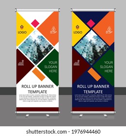 Roll up banner vertical template design abstract, vector, brochure, business, flyer, infographics. Modern x-banner, rectangle size.