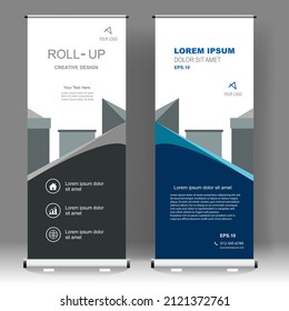 Roll up banner vertical template design, for brochure, business, flyer, infographics. modern x-banner and flag-banner advertising. vector illustration
