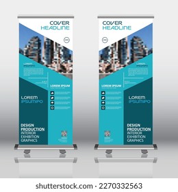 Roll up banner vertical template design, for brochure, business, flyer, infographics. modern x-banner and flag-banner advertising. vector illustration