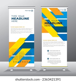Roll up banner vertical template design, for brochure, business, flyer, infographics. modern x-banner and flag-banner advertising. vector illustration