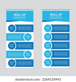 Roll up banner vertical template design business info graphics. modern x-banner and flag-banner advertising. vector 