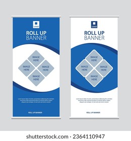 Roll up banner vertical template design business info graphics. modern x-banner and flag-banner advertising. vector 