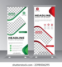 Roll up banner vertical template design, roll up banner design with image space, vertical banner template, vector eps 10