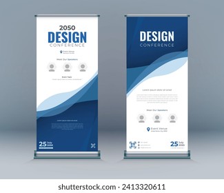 Roll up banner vertical template design, for brochure, business, flyer, infographics. modern x-banner and flag-banner advertising. vector illustration