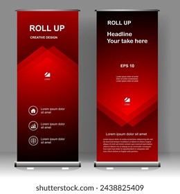 Roll up banner vertical template design, for brochure, business, flyer, infographics. modern x-banner and flag-banner advertising. vector illustration