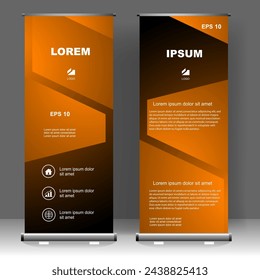 Roll up banner vertical template design, for brochure, business, flyer, infographics. modern x-banner and flag-banner advertising. vector illustration