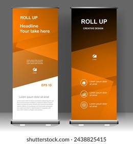 Roll up banner vertical template design, for brochure, business, flyer, infographics. modern x-banner and flag-banner advertising. vector illustration