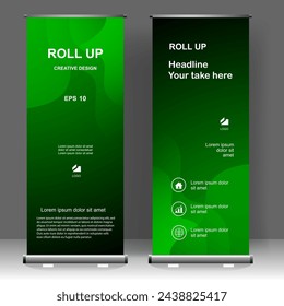 Roll up banner vertical template design, for brochure, business, flyer, infographics. modern x-banner and flag-banner advertising. vector illustration