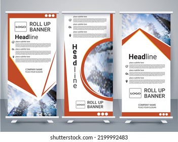 Roll up banner vertical template vector, abstract backgrounds,modern x-banner and flag-banner. 