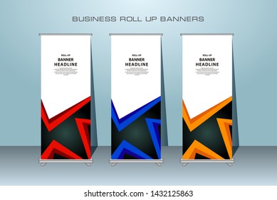 Roll up banner,abstract standing banner template design.