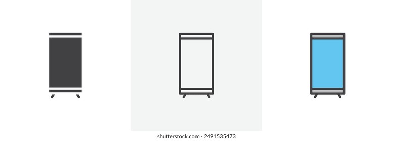 Roll up banners colored icon set. Eps 10